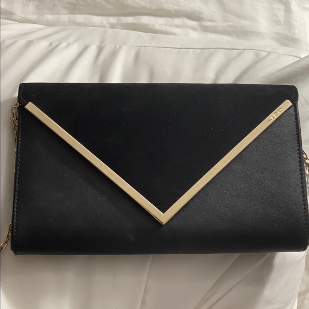Aldo black suede/ leather clutch